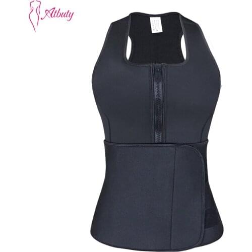 Atbuty Neoprene Sauna Suit Tank Sweat Body Shaper Slimming Tops Vest Adjustable Waist trainer belt Shapewear