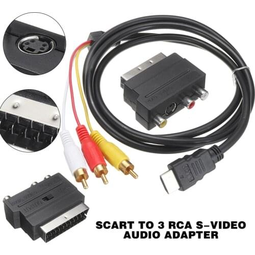 New Arrival 1.5M 1080p HDMI-compatible Male S-video to 3 RCA AV Audio Cable With SCART To 3 RCA Phono Adapter Need Decoder