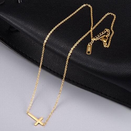 Fashion Stainless Steel Necklace for Women Cross Necklace Gold Choker Neck Pendant Dainty Necklace Jewelry