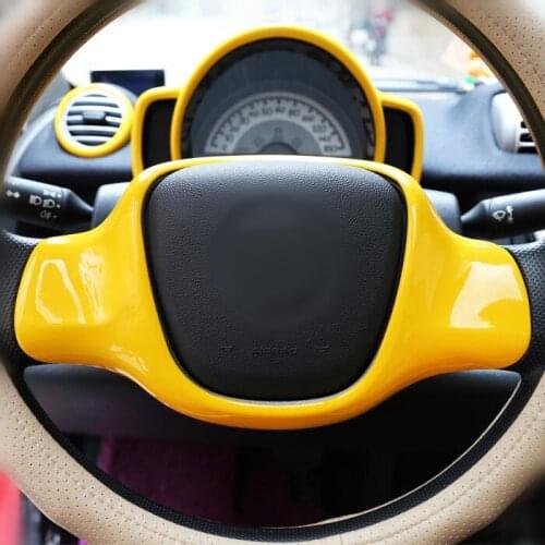 Plastic Car Steering Wheel Panel Cover for Smart fortwo 2009 2010 2011 2012 2013 2014 Steering-Wheel Moulding Trim Sticker