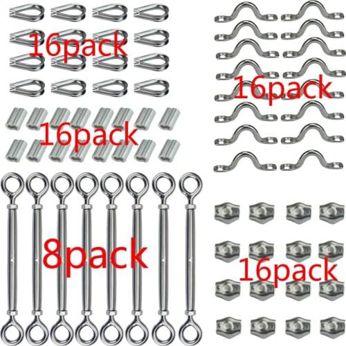Wire Rope Steel Cable Railing Kits Wire Rope Cable Crimping Sleeves Thimble Railing Decking Picture Hanging Kit 8PACK