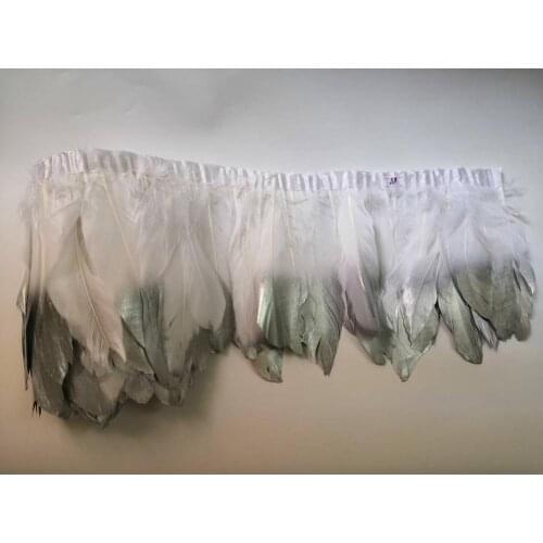 Silver Tip Goose Feather Fringe Trim Hand Painted