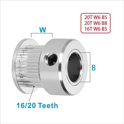 2PCS 1PC GT2 Pulley Timing 20 Teeth 16 Tooth Wheel Bore 5mm 8mm For Width 6mm Belt 3D Printers Parts 2GT Screw Part GT2 Belt