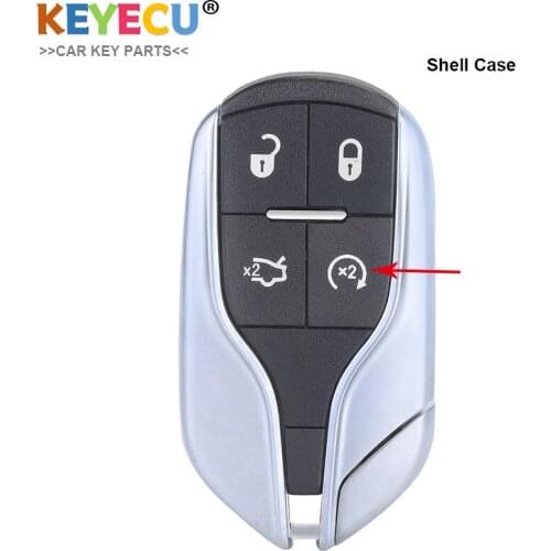 KEYECU Smart Remote Car Key Shell Case Cover for Maserati Ghibli Quattroporte 2012 2013 2014 2015, Fob 4 Button With Uncut Blade