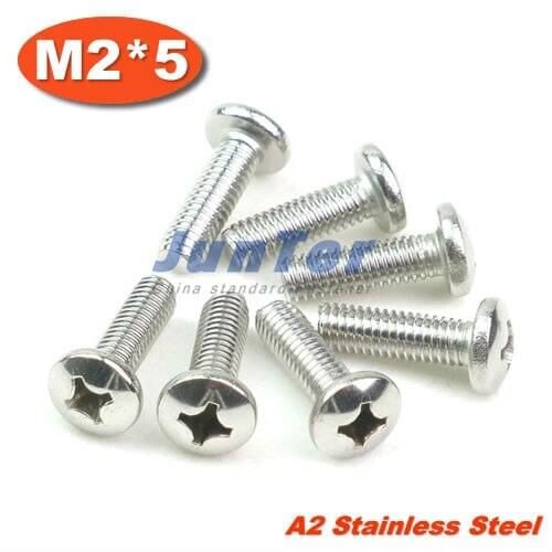 1000pcs/lot DIN7985 M2*5 Stainless Steel A2 Pan Head Phillips (Cross recessed pan head) Screw