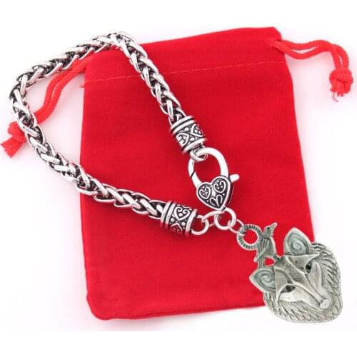 Vintage Viking Series Odin Wolf and Raven Charm Pendant Animal Amulet Wicca Bracelet