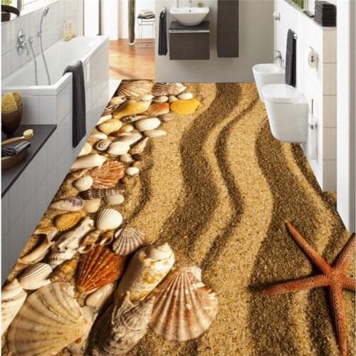 Wellyu Beach 3D starfish floor painting custom large - scale murals pvc thick waterproof wear - resistant green floor paste