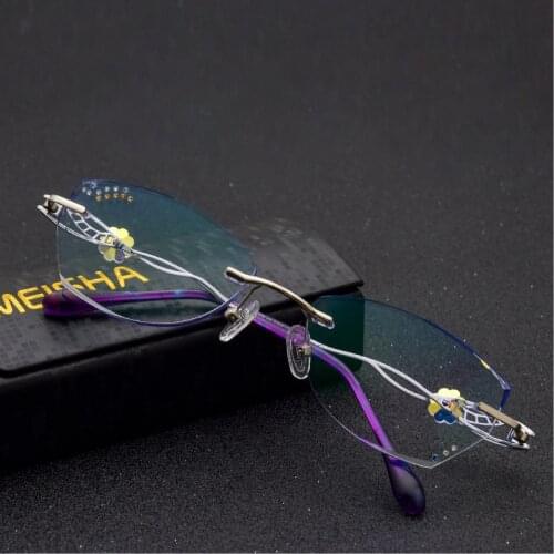 Diamond Trimming Glasses, Womens Fashion, Pure Titanium Glasses Screwless Glasses Diamond Glasses Eyewear Frames Women