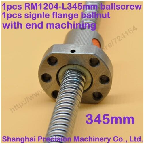 1set 1204 rolled ballscrew + 1pc ballnut Linear motion CNC XYZ Ball screw SFU1204 345mm length with one ballnut + end machining