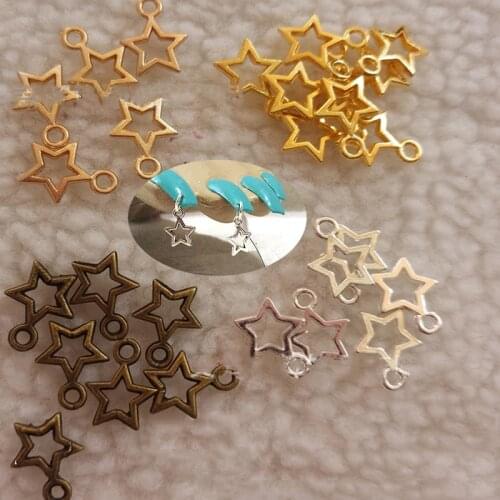 100pc-Gold/Sliver/Bronze Star Design Charms For Nail Art|| 2021 Hollow Star Dangle Jewelly|| 10mm*1.6mm Vintage Jewelry