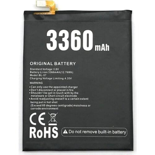 2pcs/lot DOOGEE shoot 2 BL-57 battery 3360mAh 5.0inch mtk6580 Original battery with tracking number