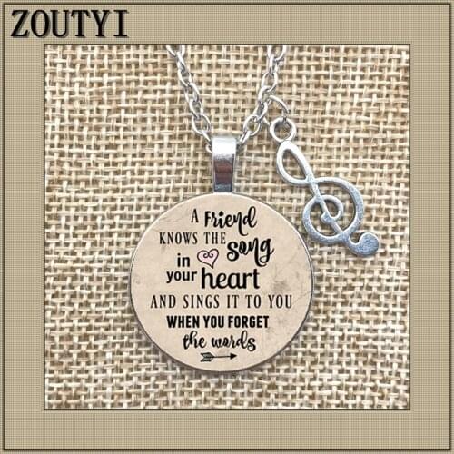 2018/ hot money necklace, inspiring charm necklace, friends know the songs in your heart, sing to you when you forget the words