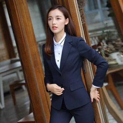 2019 New women office lady pant suits of high quality OL blazer suit jackets trouser two pieces set suit large size S-5XL