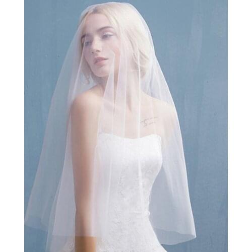 2020 New Arrival On Sale Charming White Tulle Bridal Wedding Veils One Layer Bride Veils Cheap Wedding Accessory
