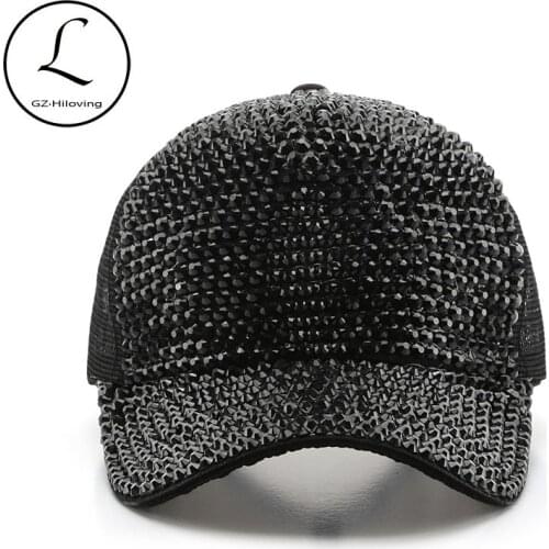 2021 new Rhinestone baseball caps for women grid solid color Shiny cap adjustable cotton Bling Crystal Decoration hat