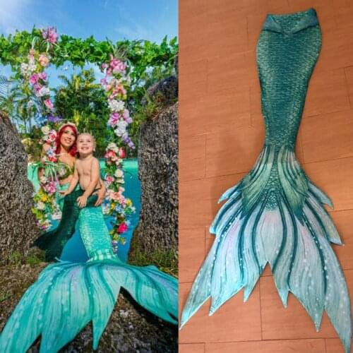 3PCS/Set Adult Kids Mermaid Tails Girls Swimsuit Bikini Bathing Suit With Flipper Monofin For Swim Summer Beach Vacation Dress