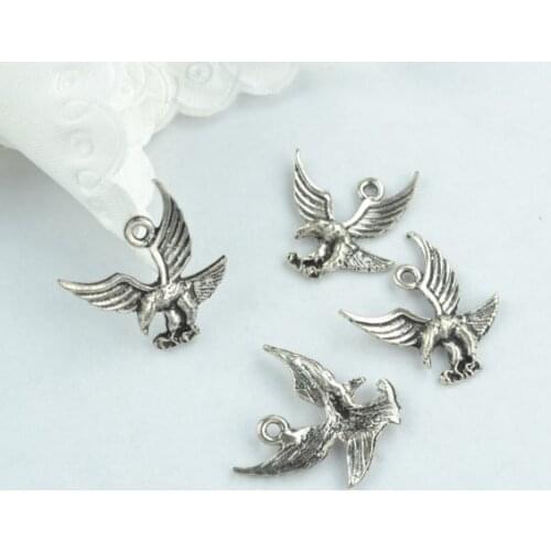 30 pcs Antique Silver Plated Zinc Alloy eagle Charms Pendants for Jewelry Making DIY Handmade Craft 18*12*3 mm 1941I