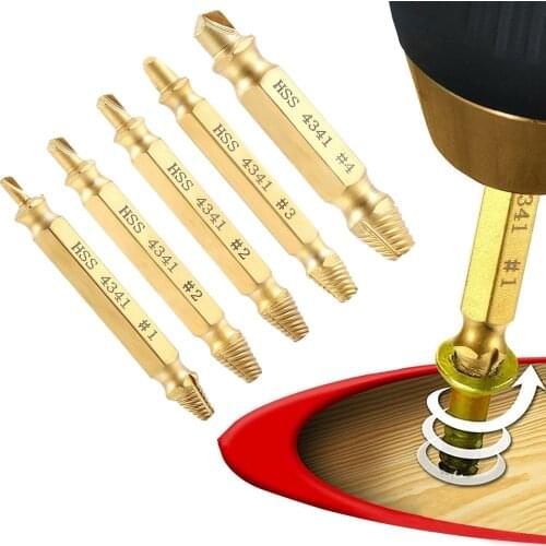 5pcs Damaged Screw Extractor Drill Bits Guide Set Broken Speed Out Easy out Bolt Stud Stripped Screw Remover Tool 813