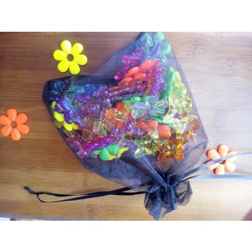 50pcs 9*12cm Black Organza Gift Bag Jewelry Packaging Display Bags Drawstring Pouch For Bracelets/necklace Mini Yarn Bag
