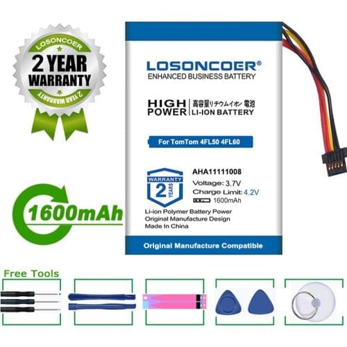 LOSONCOER Battery 1600mAh AHA11111008 VFAD Battery For TomTom 4FL50 4FL60 Go 5000 GO 5100 Go 6000 GO 6100 PRO TRUCK 525