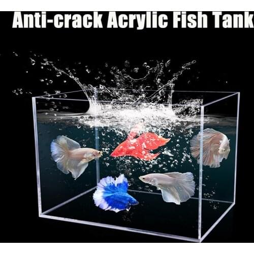 Acrylic Transparent Fish Tank Shatterproof Desktop Small Rectangular Aquatic Plants Tank Reptiles Tank Aquarium Accessories