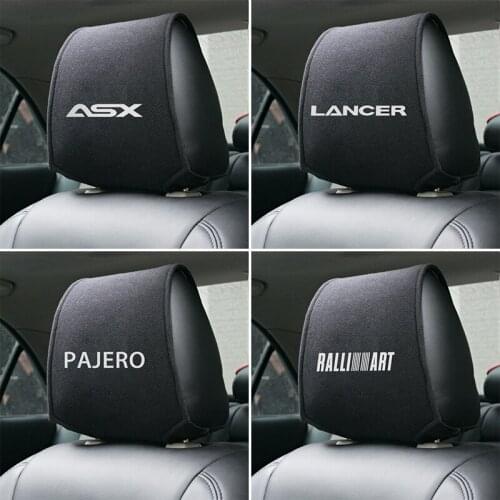 Interior accessories Universal Headrest Cover car styling for Mitsubishi Pajero Outlander Lancer EVO ASX accessories car styling