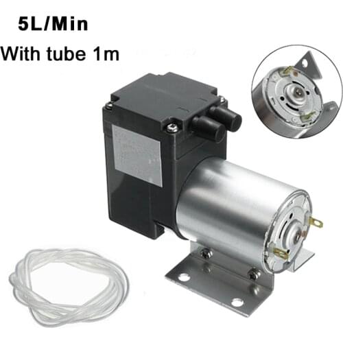 DC12V 24V 6W Mini Air Vacuum Pump Negative Pressure Suction Pump Electric Diaphragm Pump 5L/min 65Kpa With Holder Tube 1m