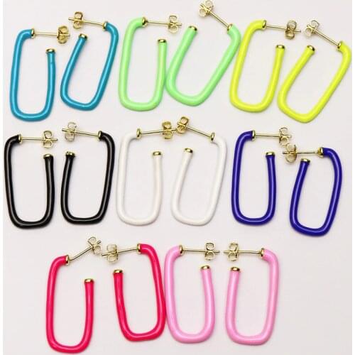 5 Pair Rectangle hoop earrings Golden metal enamel Hoop earrings women jewelry Hoop earrings Gift for women jewelry 51249