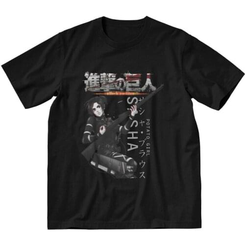 Anime Sasha Braus Attack On Titan T-shirt Men Novelty T Shirt Short Sleeve Cotton Shingeki No Kyojin Anime Manga Tshirt Tees Top