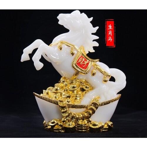 2020 ASIA HOME OFFICE SHOP COMPANY BUSINESS PROSPERITY GOOD LUCK SUCCESS GOLD-PLATING FORTUNE HORSE FENG SHUI TALISMAN STATUE