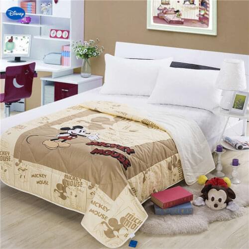 Brown Disney Mickey Mouse Quilts Summer Comforter Bedding Cotton Fabric Babies Boys Kid Bed Cover Coverlet Cartoon Bedroom Decor