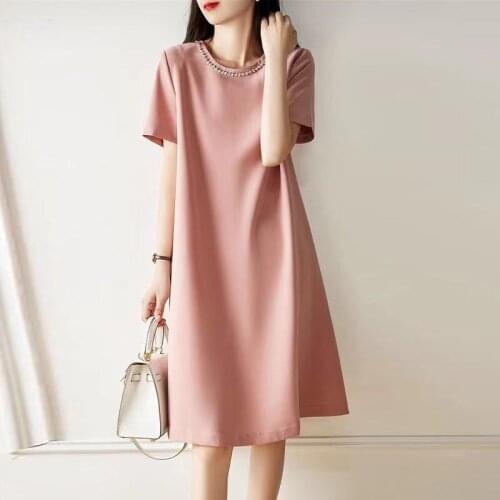 Summer New Style Dress WomenS Fashion Mid-Length Casual Slim Short-Sleeved French Skirt