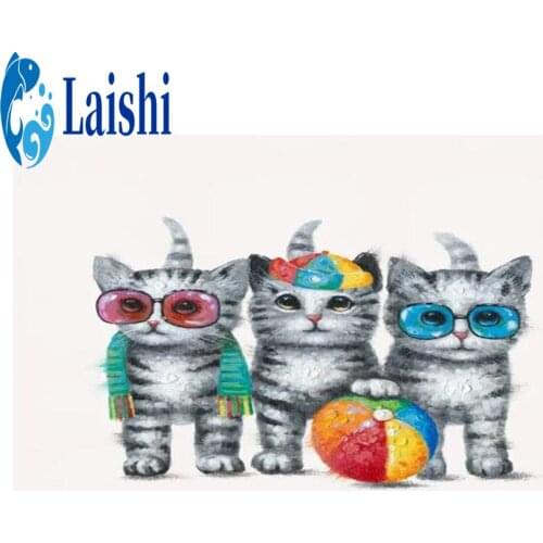 3D Diy Diamond Painting Color cat group Cross Stitch Kits Diamond art crystal Mosaic Embroidery Painting New Year Gift pictures