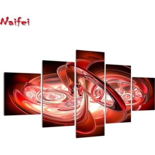 DIY Diamond Painting Red Shapes 5pcs Abstract Painting Diamond Mosaic Cross Stitch Pictures Of Rhinestones Embroidery Decor
