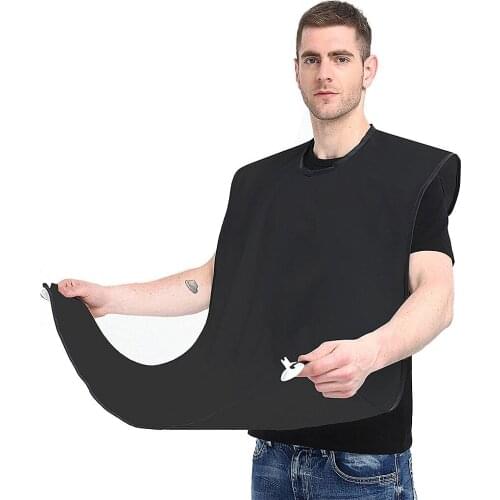 No static Collapsible Beard Mustache Apron Bib Cloth Grooming Hair Cutting Cape Smock Collector & 4pcs Suction Cups