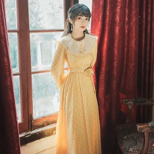 2019 new fashion womens clothing Vintage dress Peter pan Collar dress women