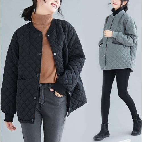 2021 New Autumn Winter Coat Women Jacket Oversize Fashion Short Loose Black Cotton Clothes Plus Size Outerwear Female Tops