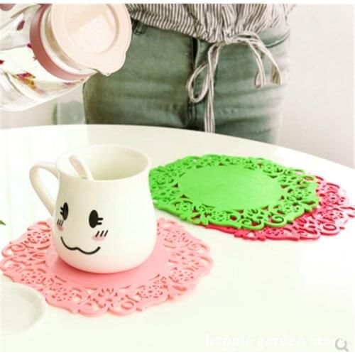 Cup Mat Table Mats Heat Resistant Silicone Mat Drink Cup Coasters Non-slip Pot Holder Table Placemat Cartoon Flower 1Pc Hot Sale