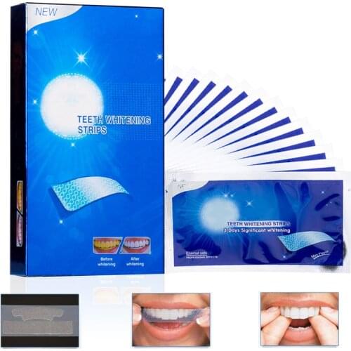 28Pcs/14Pairs Advanced Teeth Whitening Strips Stain Removal for Oral Hygiene Clean Double Elastic Dental Bleaching Strip