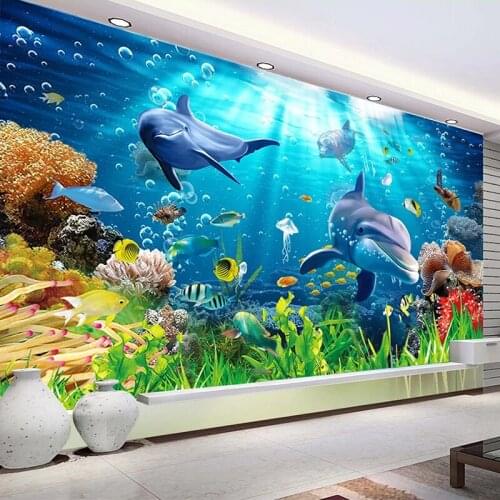 Custom Photo Wallpaper for Walls 3D Underwater World Dolphin Children Room Living Room Bedroom TV Background Decor Wall Mural