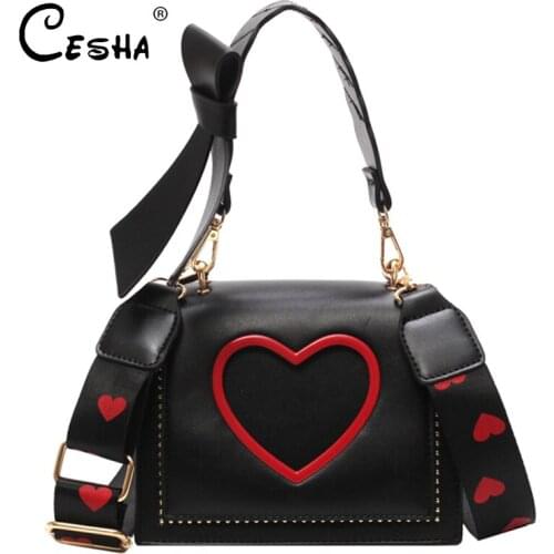 CESHA Luxury Heart Shape Design Women Handbag High Quality PU Leather Shoulder Bag Fashion Casual Three Layers Handbag Female