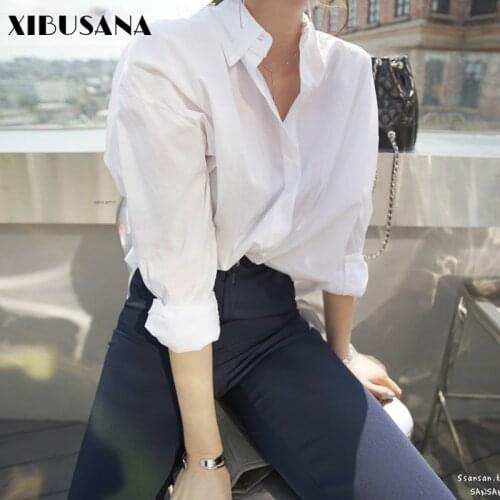 Spring Autumn Solid Loose Shirts Women OL Single-breasted Long Sleeve Blouses Ladies Korea Uneven Bottoming Tops Mujer Blusa New