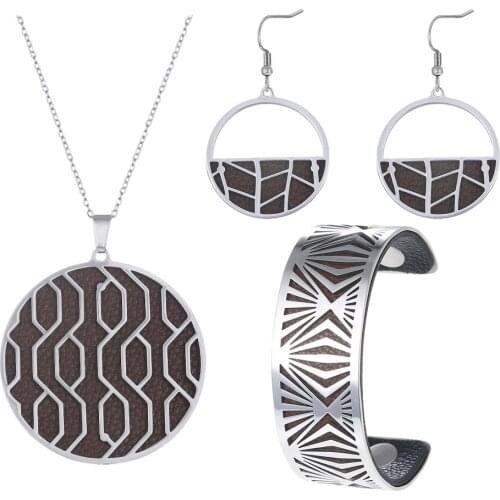 Cremo Earrings And Necklace Set Stainless Steel Bangles Unique For Women DIY Necklace Interchangeable Leather Jewelry
