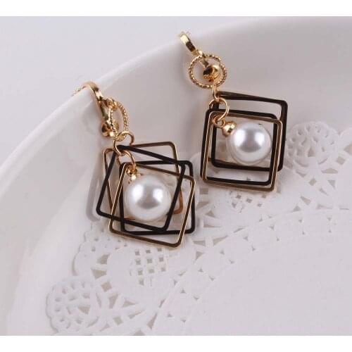 Heat pin fashion gothic punk Alloy geometric square clip on earrings non pierced earrings ear clips retro earrings girl jewelry