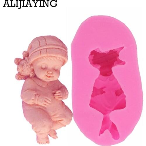 M0173 3D Fondant Silicone Mold Sleeping Baby Gift Decorating Tool Chocolate Mould Silicon Soap Mold Party Cake Decor Supplies