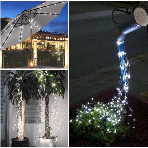 Solar LED Tree Vines Waterfall Fairy Garlands String Light Decoration Outdoor Street Living Room Garden