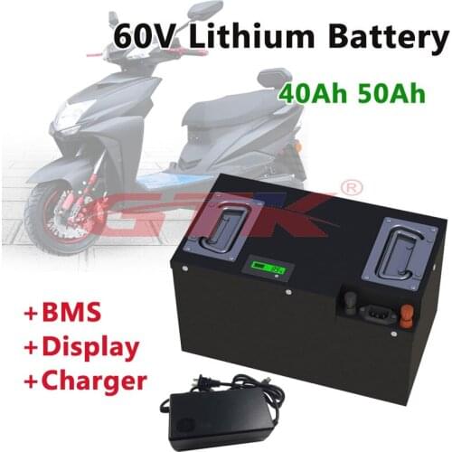 Steel case 60V 40Ah 50Ah lithium battery pack with 60A BMS for electric motorcycle grass cutterInstead of lead-acid+5A charger