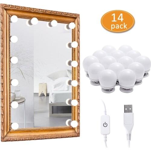 3 color modes LED Hollywood Mirror Bulbs Lights kit Vanity Makeup for wall dresser bathroom with Touch Dimmer 5V USB plug in