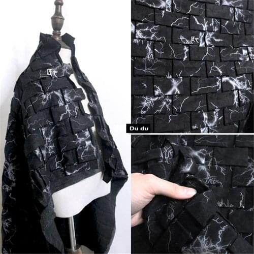 60*76cm Creases Texture Clothing Fabric Lightning Geometric Long block shape Weaving Cloth Reengineering Clothing Fabric DIY