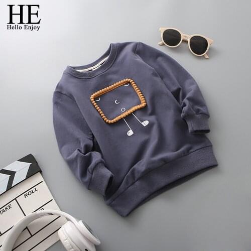 HE Hello Enjoy Boys Sweatshirt Cartoon Long Sleeve Autumn Tops Toddler Girls T shirt Children Pullover Tracksuit Kids Clothing